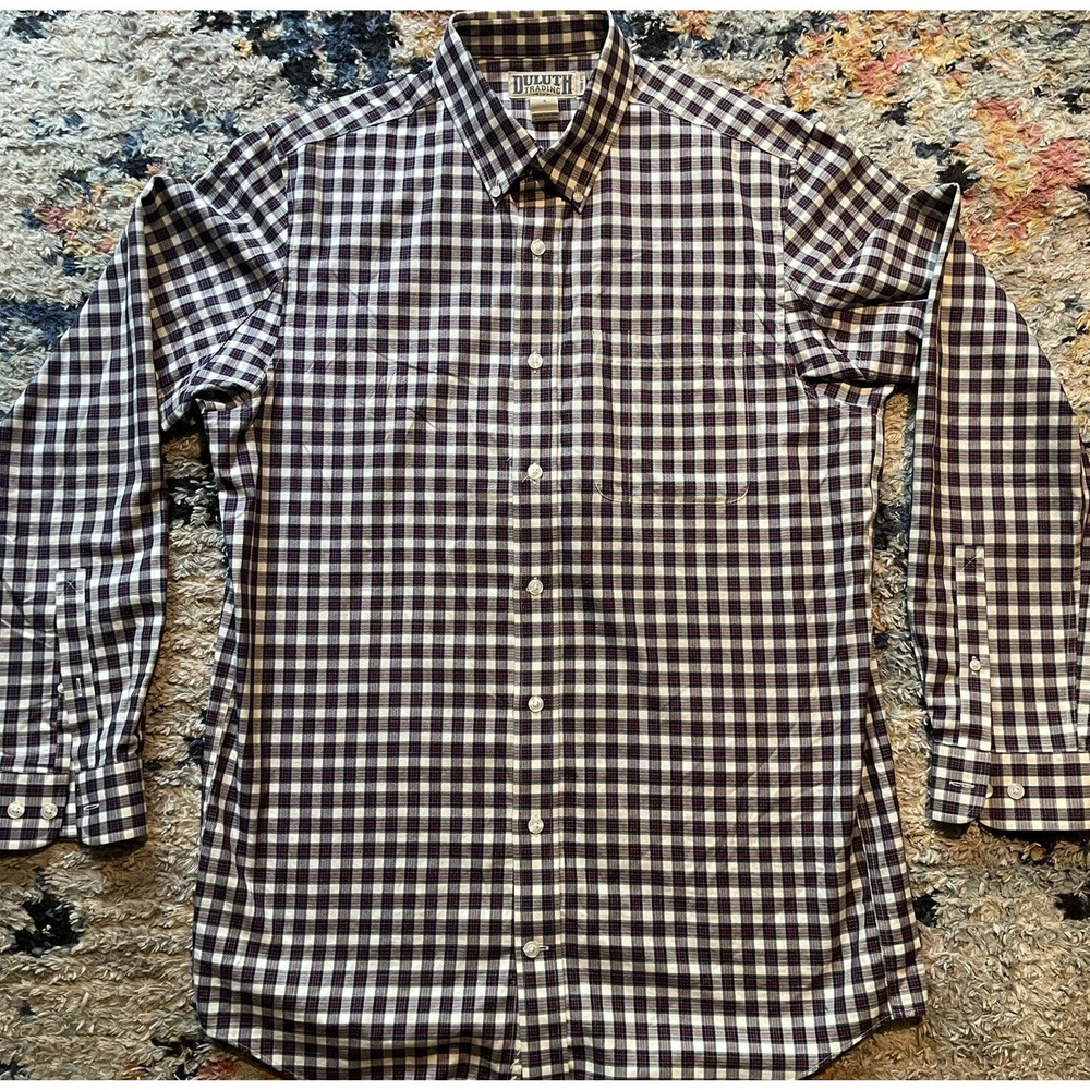 Duluth‎ Trading Co. Long Sleeve Button Up LT Large Tall Mens Plaid 100% Cotton